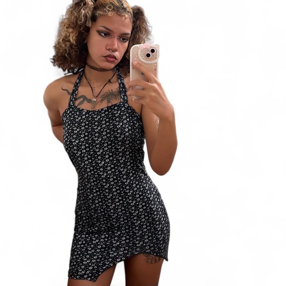 black and white floral dress